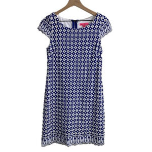Betsey Johnson Embroidered Sheath Dress – Size 4 – Blue/White